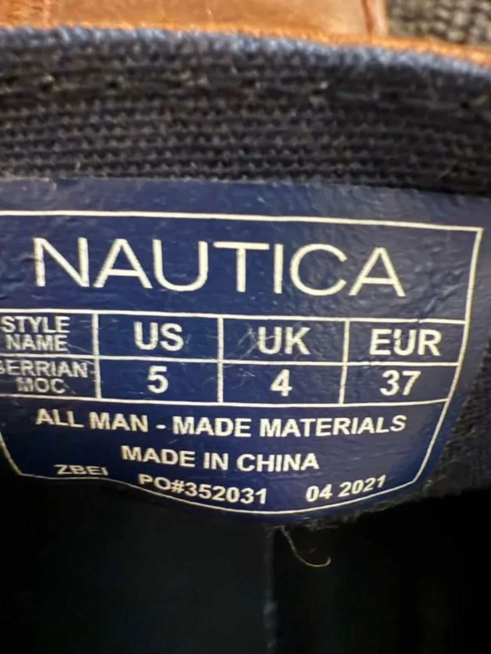 Nautica Boys Tan Leather Boat Sneakers Size 5